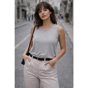 Boden Sleeveless Knit Tank Top Gray Size Medium Minimalist Chic Everyday Spring